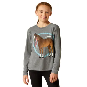 10052025 Ariat Youth Champion Pony Long Sleeve T-Shirt - Heather Grey