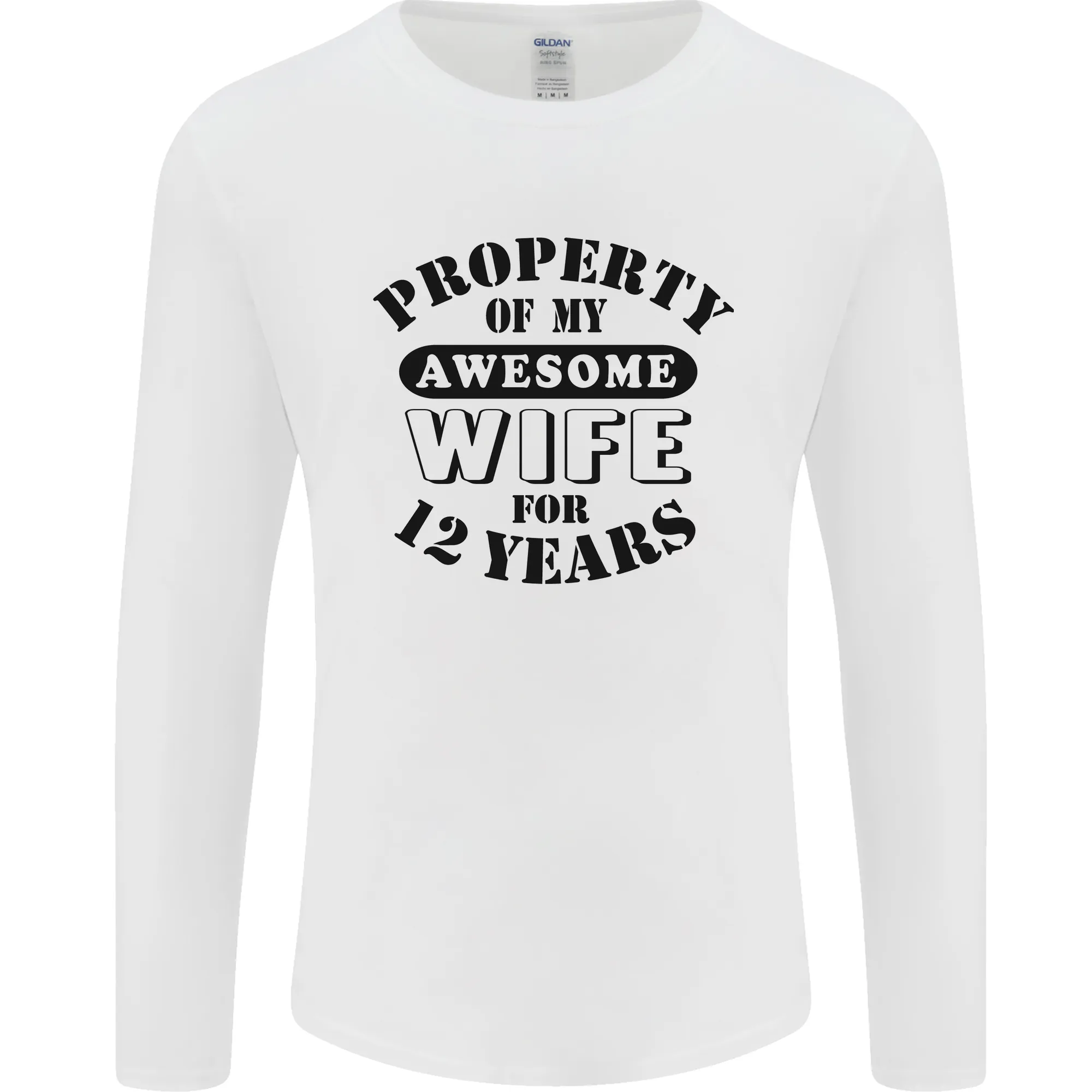 12th Wedding Anniversary 12 Year Funny Wife Mens Long Sleeve T-Shirt