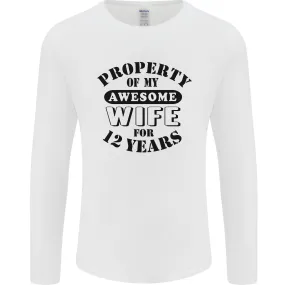 12th Wedding Anniversary 12 Year Funny Wife Mens Long Sleeve T-Shirt