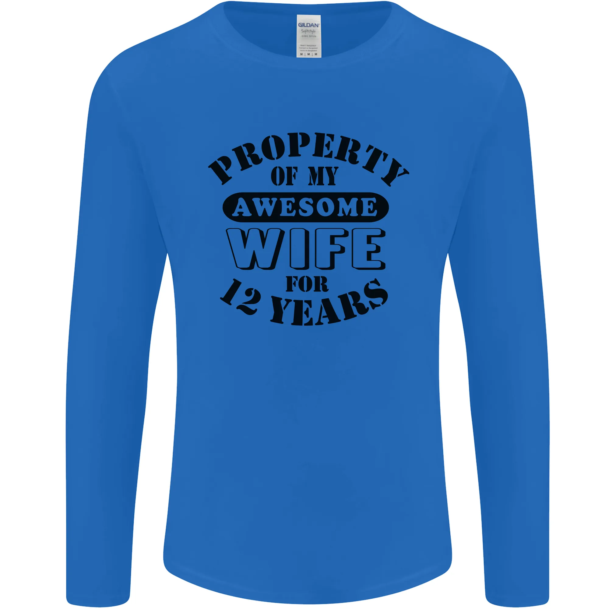 12th Wedding Anniversary 12 Year Funny Wife Mens Long Sleeve T-Shirt