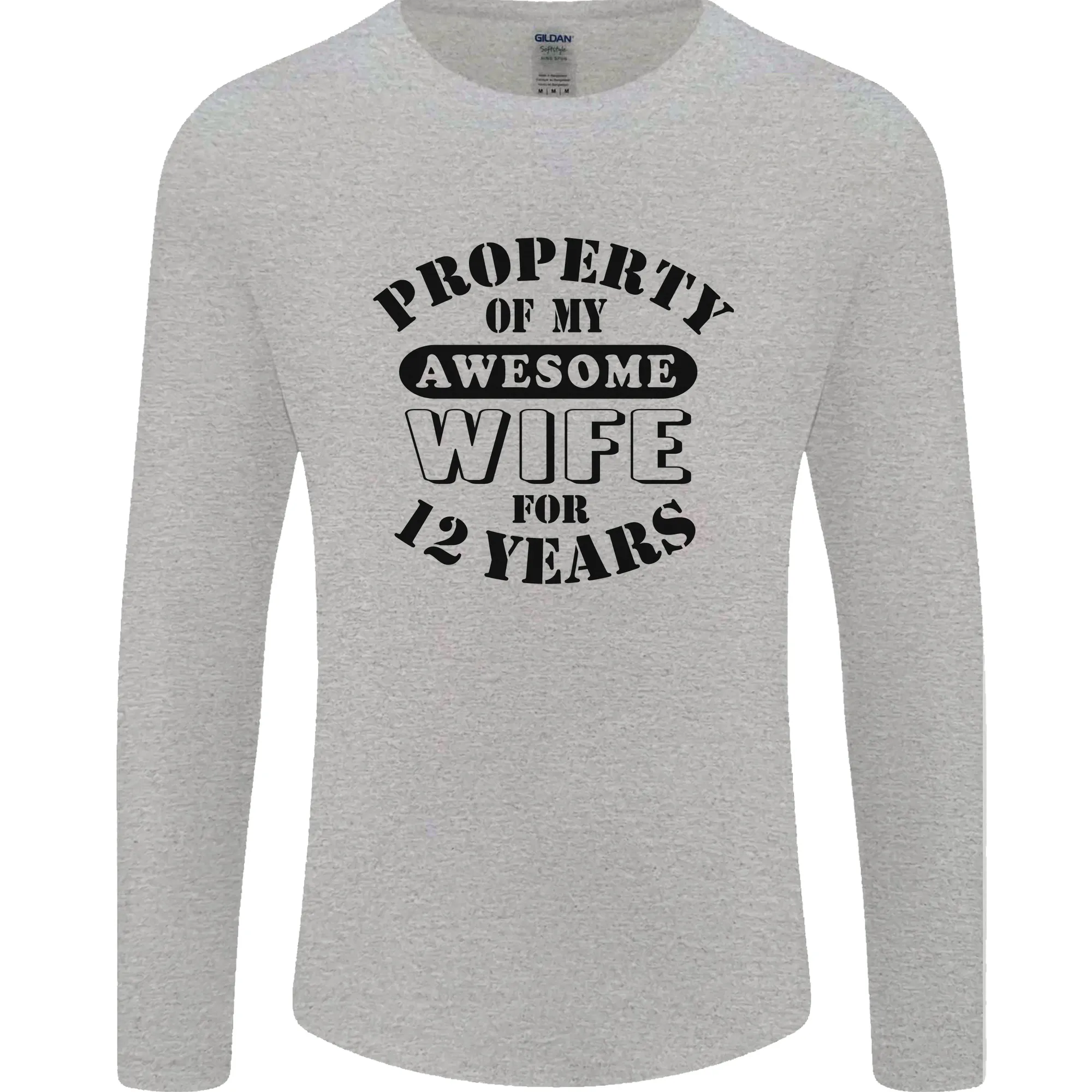 12th Wedding Anniversary 12 Year Funny Wife Mens Long Sleeve T-Shirt