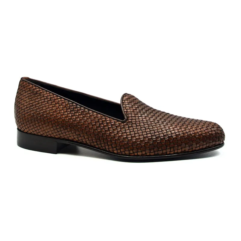 15-211-CGN CESTINO Calfskin Basketweave Slip On, Cognac