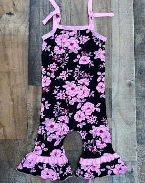 2T ONLY Pink Black Floral 1 Piece Romper