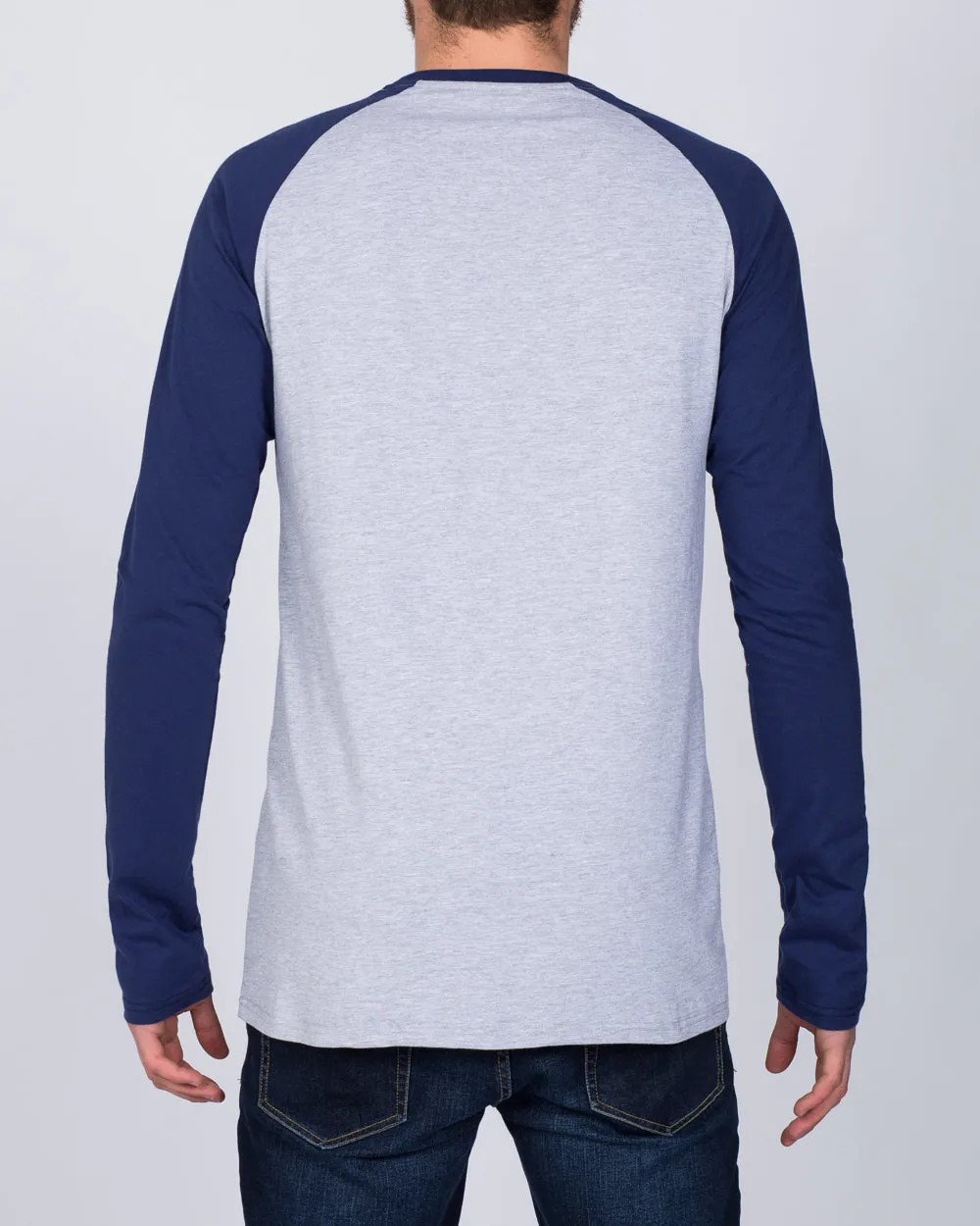 2t Raglan Long Sleeve Tall T-Shirt (grey/navy)