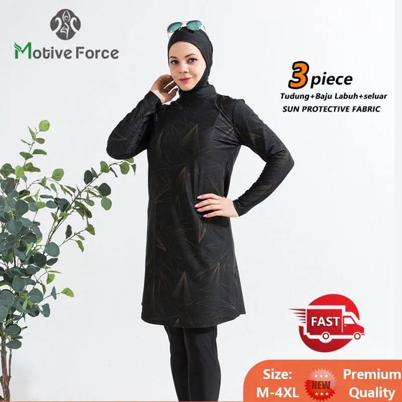 3PCS Muslim swimwear long sleeve burkini