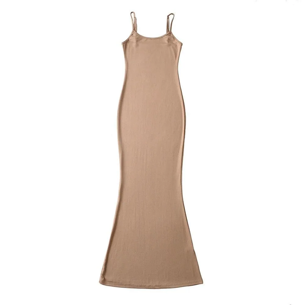 5 Color Simple Niche Fishtail Slip Dress