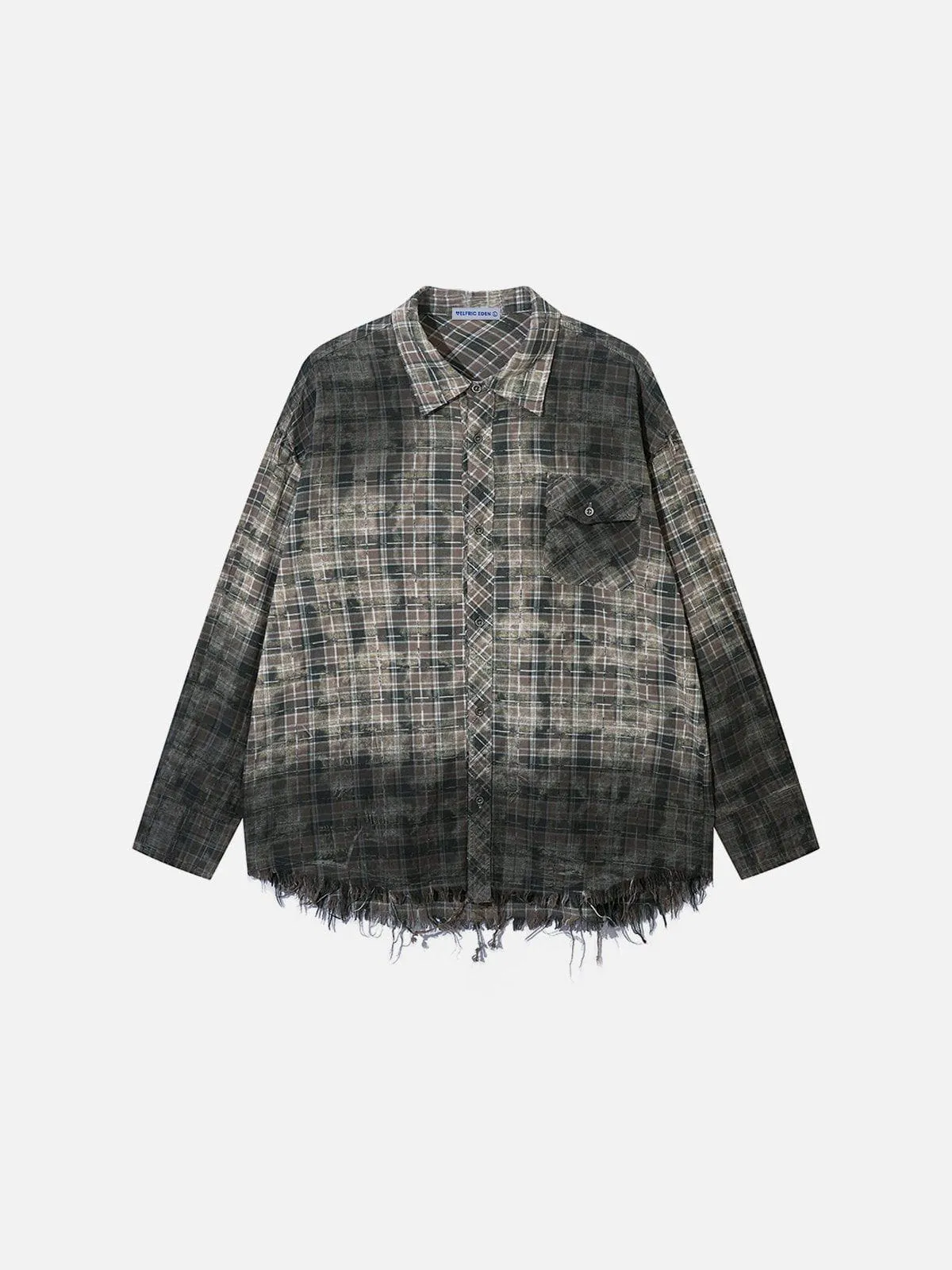 Aelfric Eden Tie Dye Plaid Long Sleeve Shirt