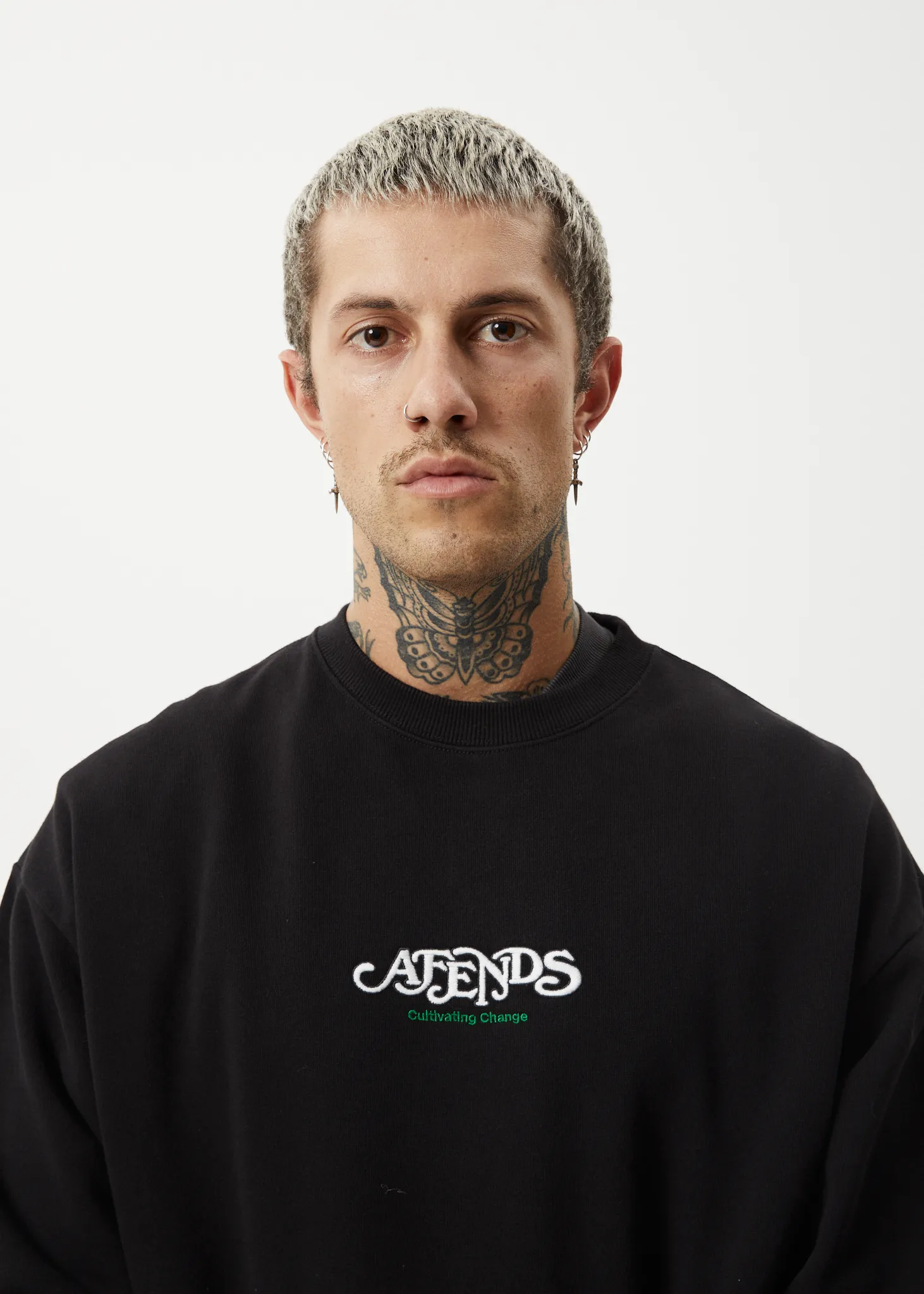 AFENDS Mens Break Through - Crew Neck - Black