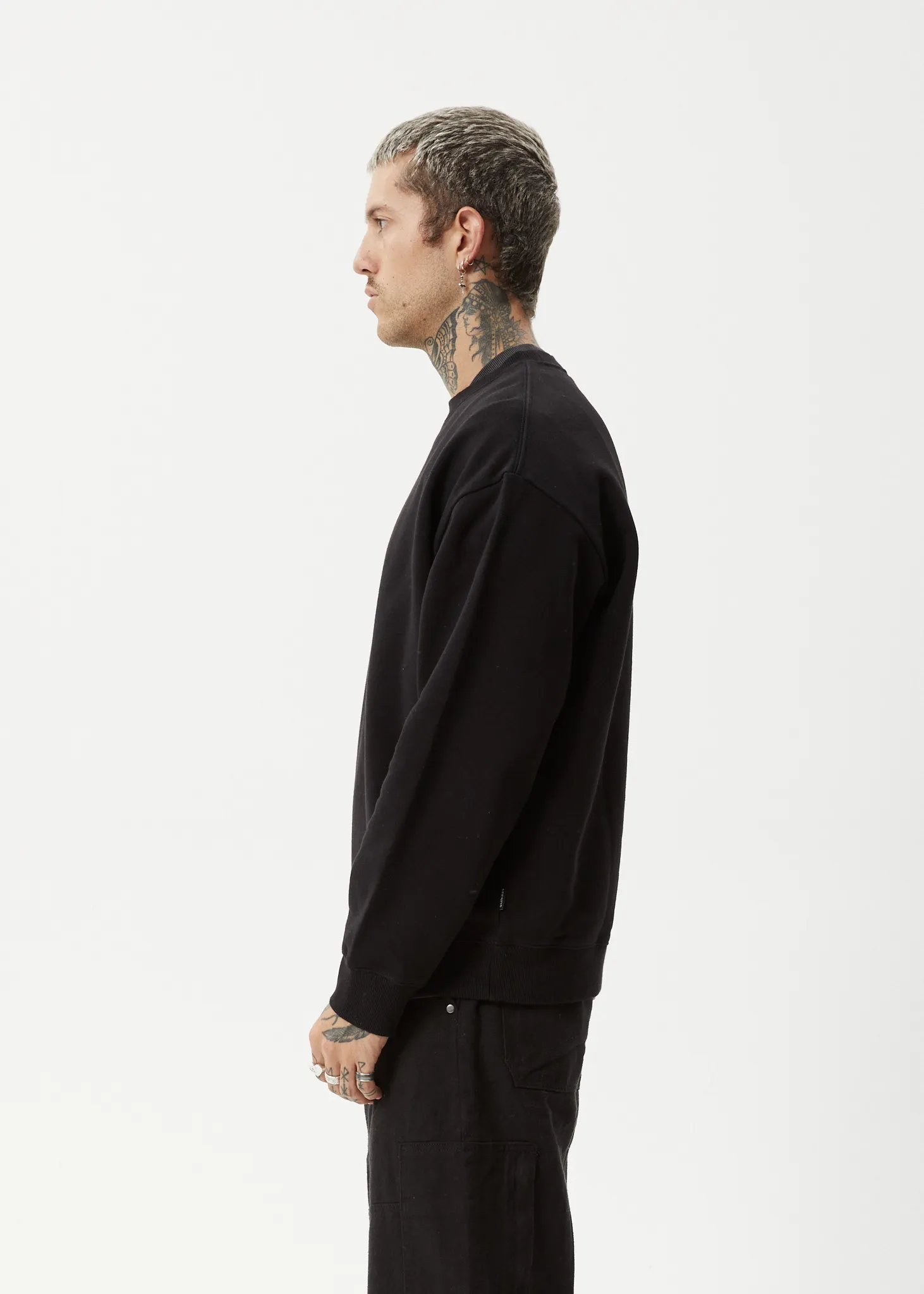 AFENDS Mens Break Through - Crew Neck - Black