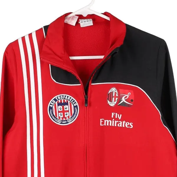 Age 13-14 A.C Milan Adidas Football Track Jacket - Large Red Polyester