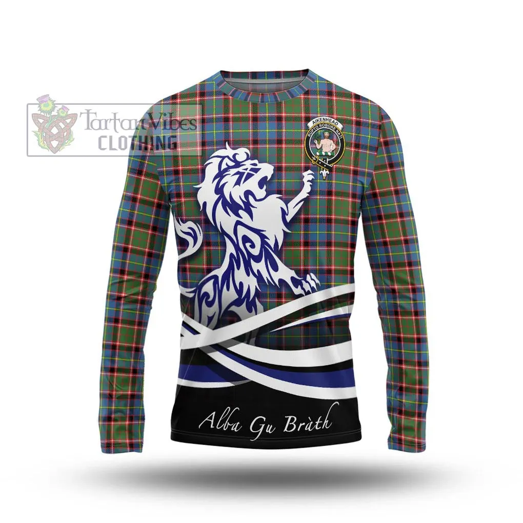 Aikenhead Tartan Long Sleeve T-Shirt with Alba Gu Brath Regal Lion Emblem