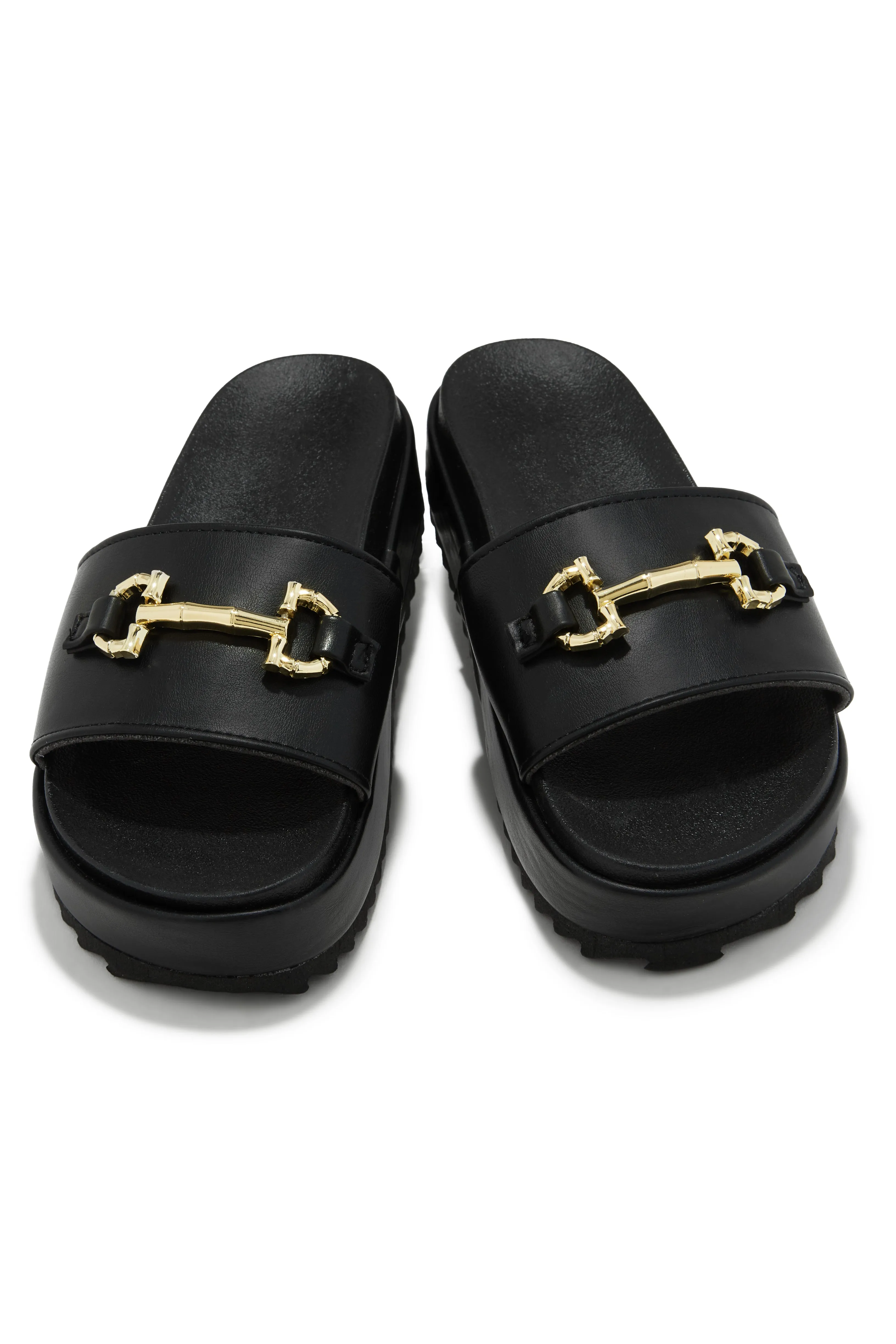 Anyara Platform Slip On Sandals - Black