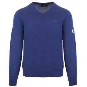 Aquascutum V-Neck Blue Pull Over Jumper