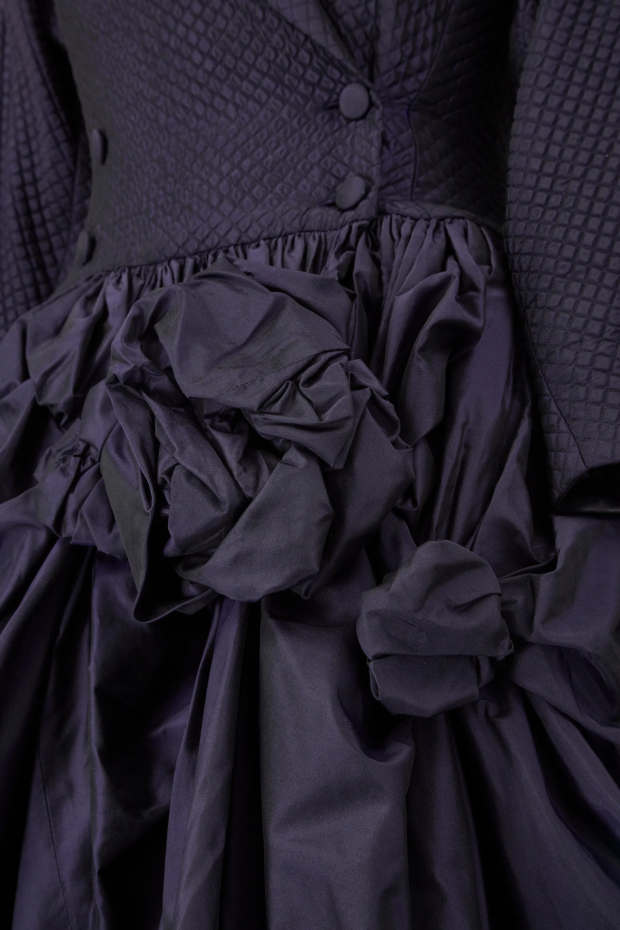 ARCHIVE - 1990s Jacques Azagury Purple Taffeta Victorian Inspired Dress