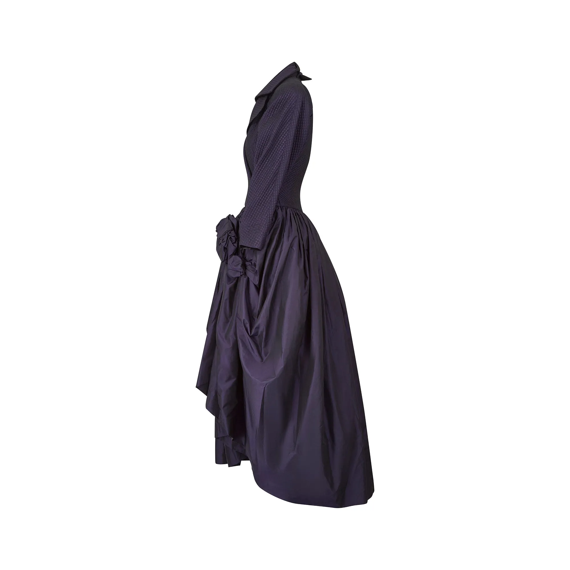 ARCHIVE - 1990s Jacques Azagury Purple Taffeta Victorian Inspired Dress