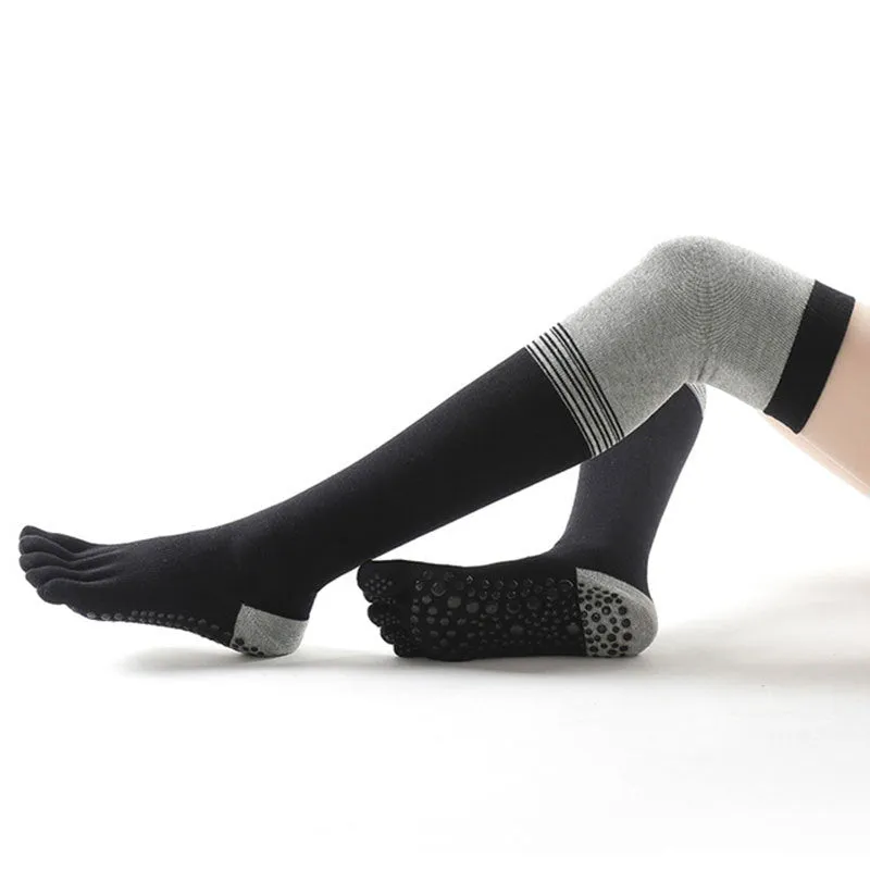 Autumn and winter long tube over-knee split-toe yoga socks non-slip five-finger sports socks to keep warm