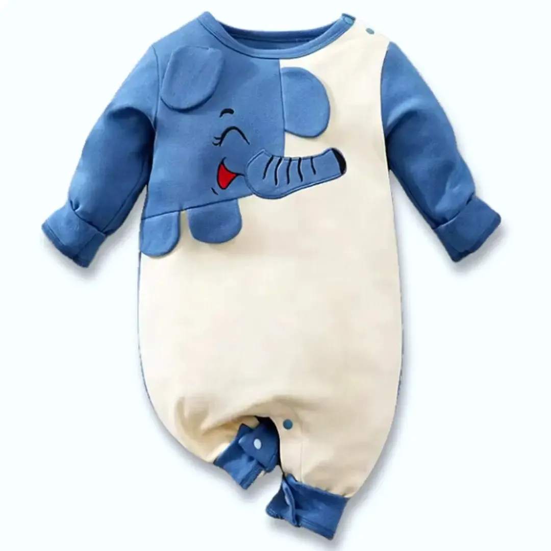 Baby Blue Elephant Adventure Romper (0-18M)