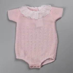 Baby Girl Knitted Romper - Pink