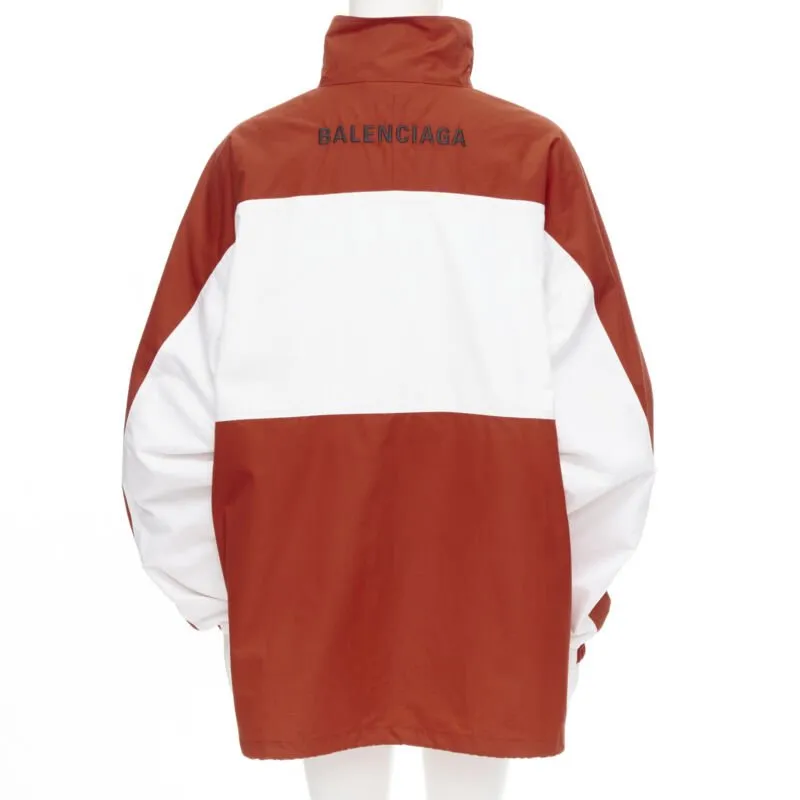 BALENCIAGA Y2K red white colorblocked logo poplin track jacket IT48 M