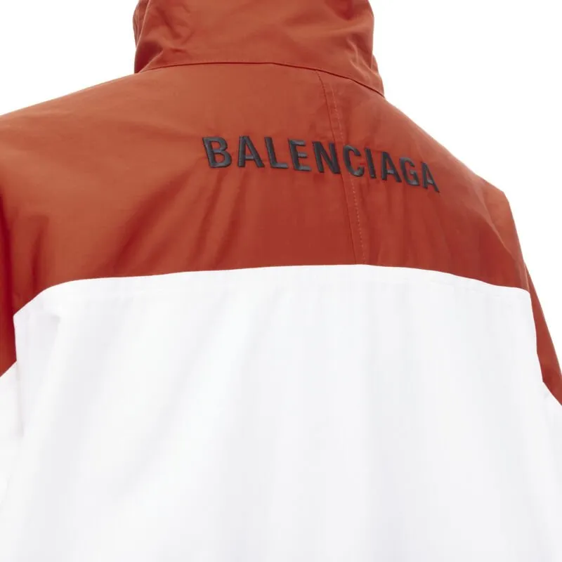 BALENCIAGA Y2K red white colorblocked logo poplin track jacket IT48 M