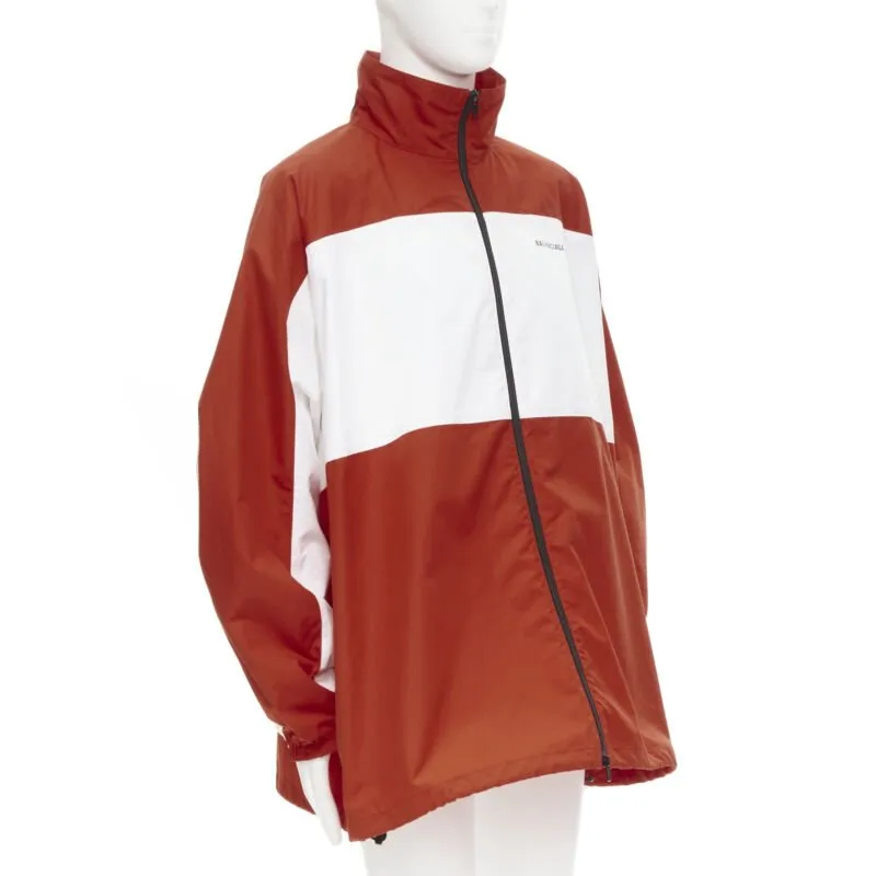 BALENCIAGA Y2K red white colorblocked logo poplin track jacket IT48 M