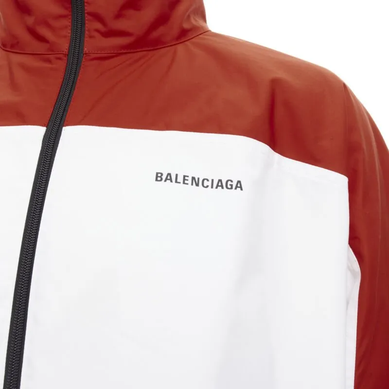 BALENCIAGA Y2K red white colorblocked logo poplin track jacket IT48 M