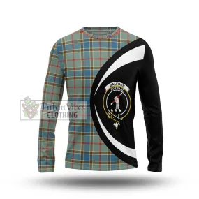 Balfour Blue Tartan Long Sleeve T-Shirt with Family Crest Circle Style