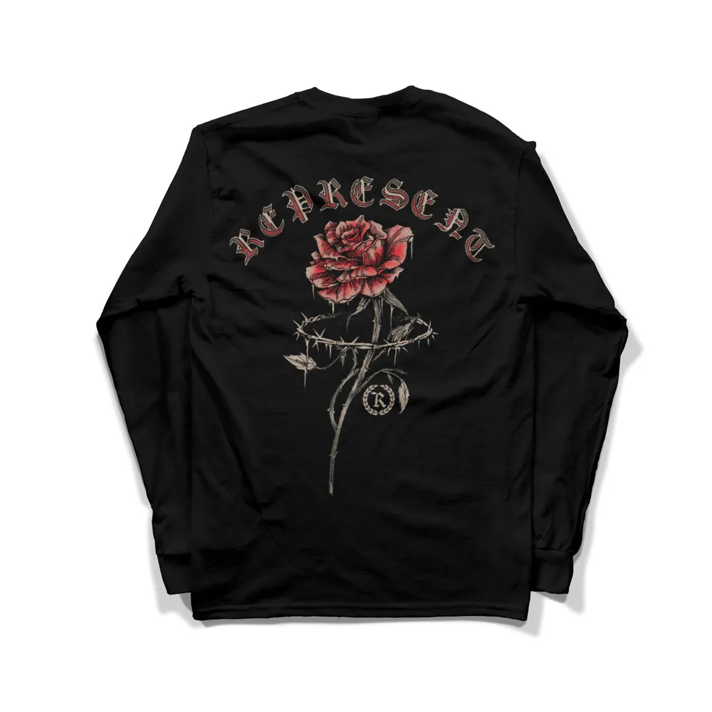 Barbed Rose Heavyweight Long Sleeve Tee [BLACK] V-DAY DROP