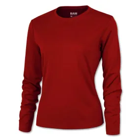 BAW Women's Red Loose Fit Cool Tek Long Sleeve T-Shirt