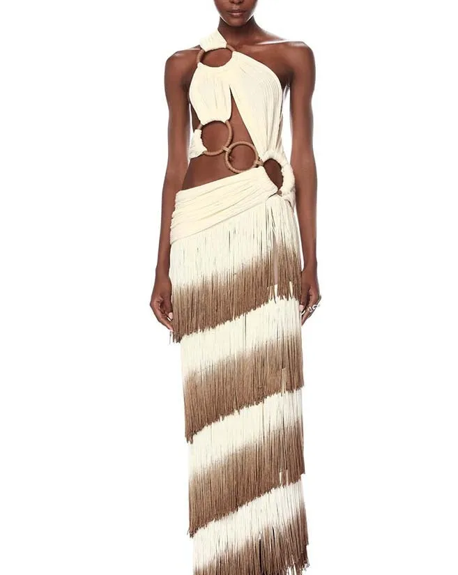 Beach Gradient Tassel Retro Dress