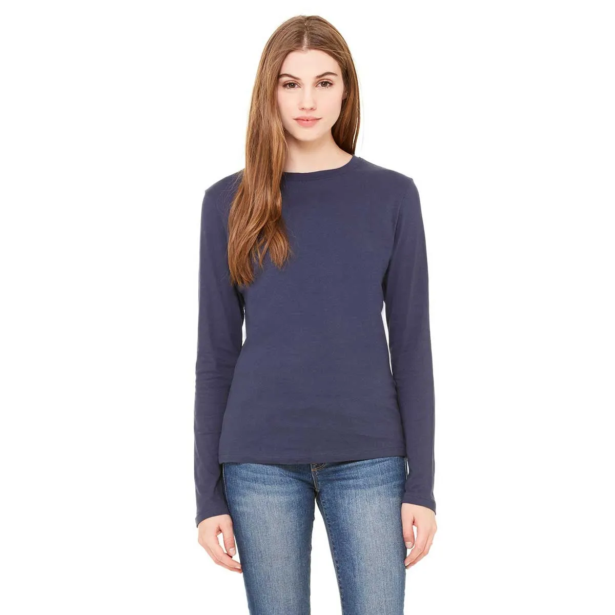 Bella   Canvas Women's Navy Jersey Long-Sleeve T-Shirt