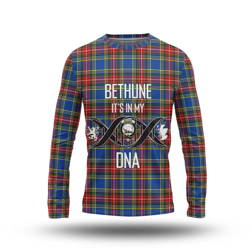 Bethune Tartan Long Sleeve T-Shirt with Family Crest DNA In Me Style