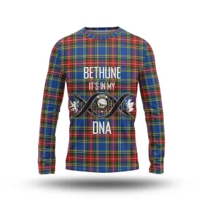 Bethune Tartan Long Sleeve T-Shirt with Family Crest DNA In Me Style