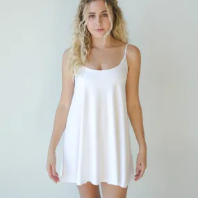 Betty Dress - Swinging Slip Dress w/ Shelf Bra - White