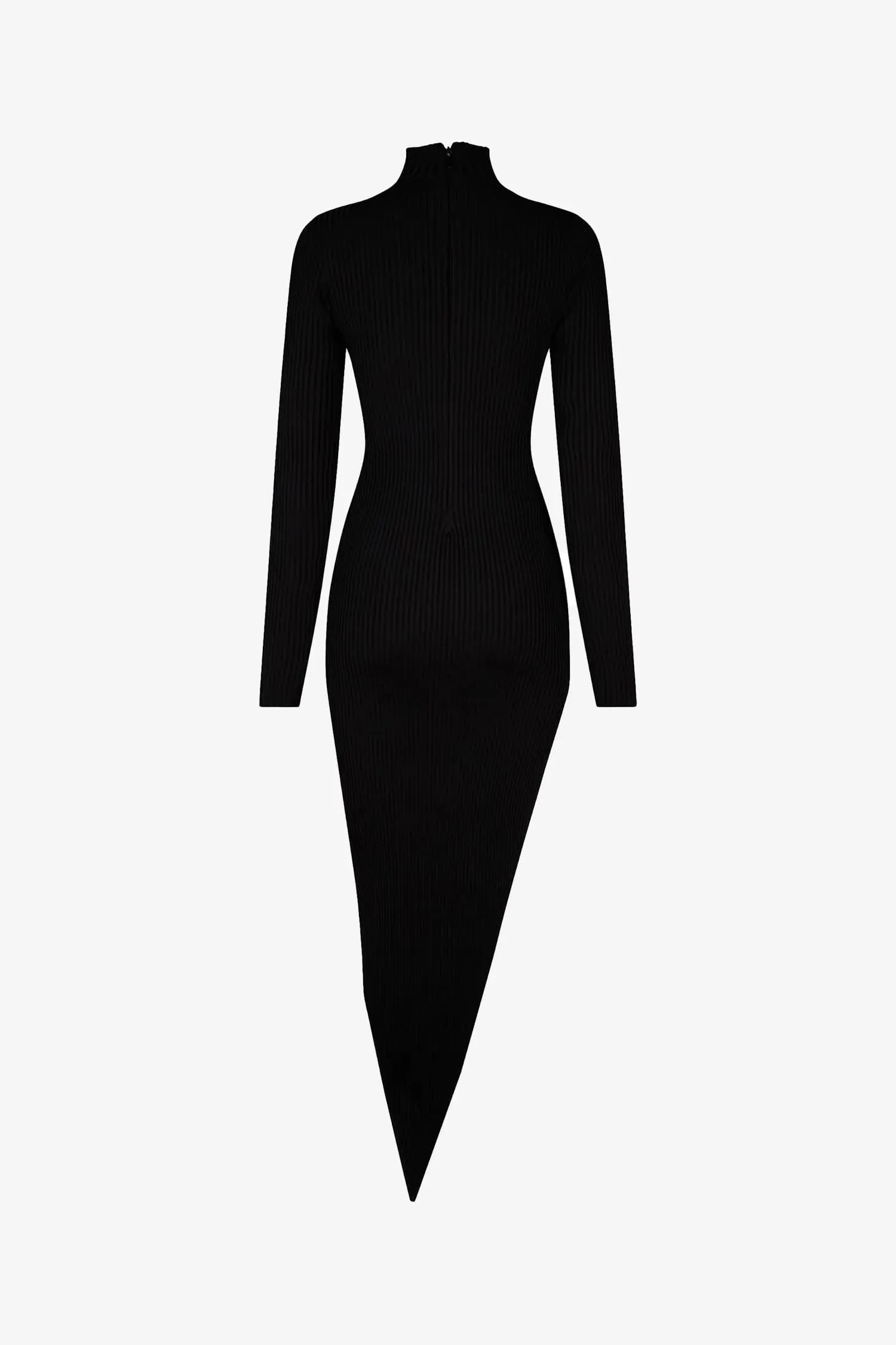 Black Cutout Asymmetrical Sweater Midi Dress