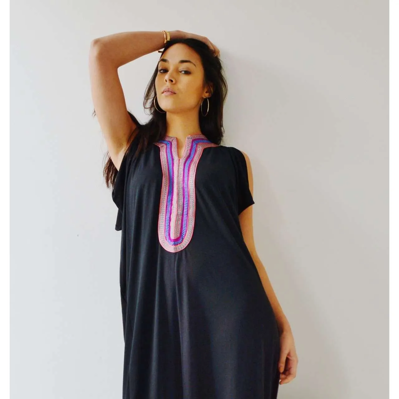 Black Marrakech Bohochic Tee Kaftan Caftan