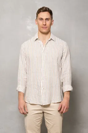 Blake Linen Stripe Shirt: Natural