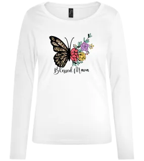 Blessed Mama Butterfly Design - Comfort women's long sleeve t-shirt