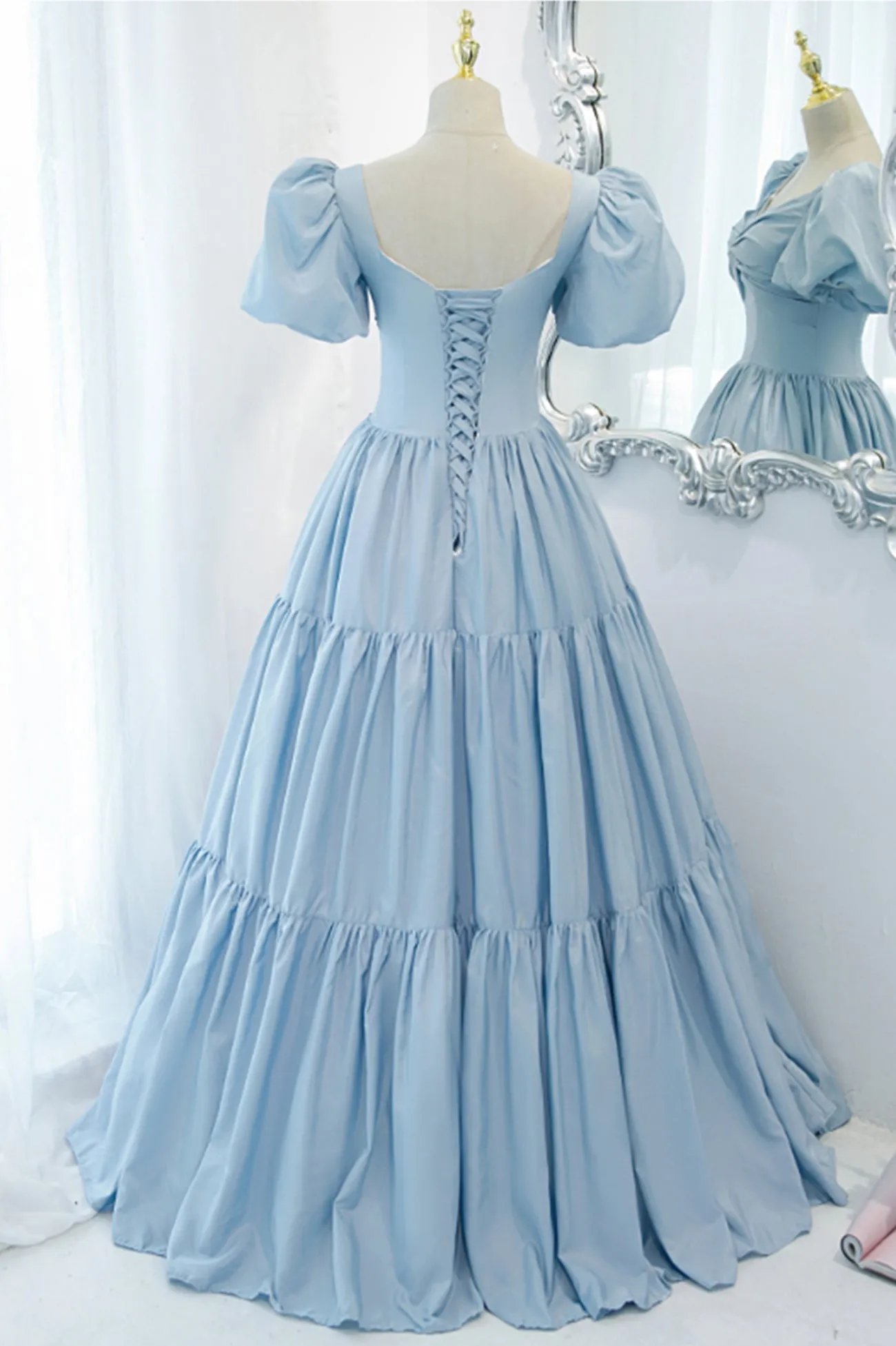 Blue A-Line Long Prom Dress, Blue Formal Evening Dress