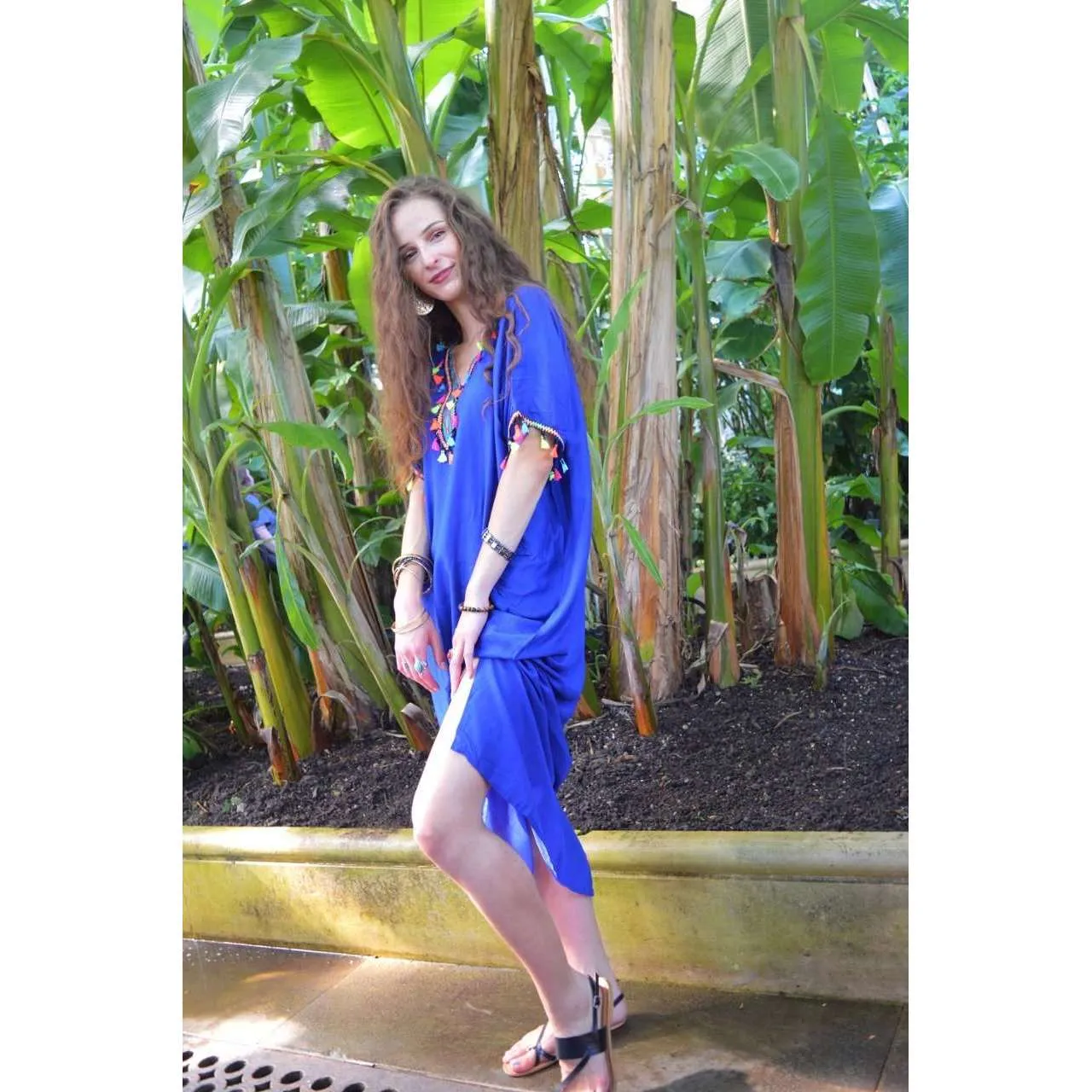 Blue Maya Tassels Resort Loung Caftan Kaftan