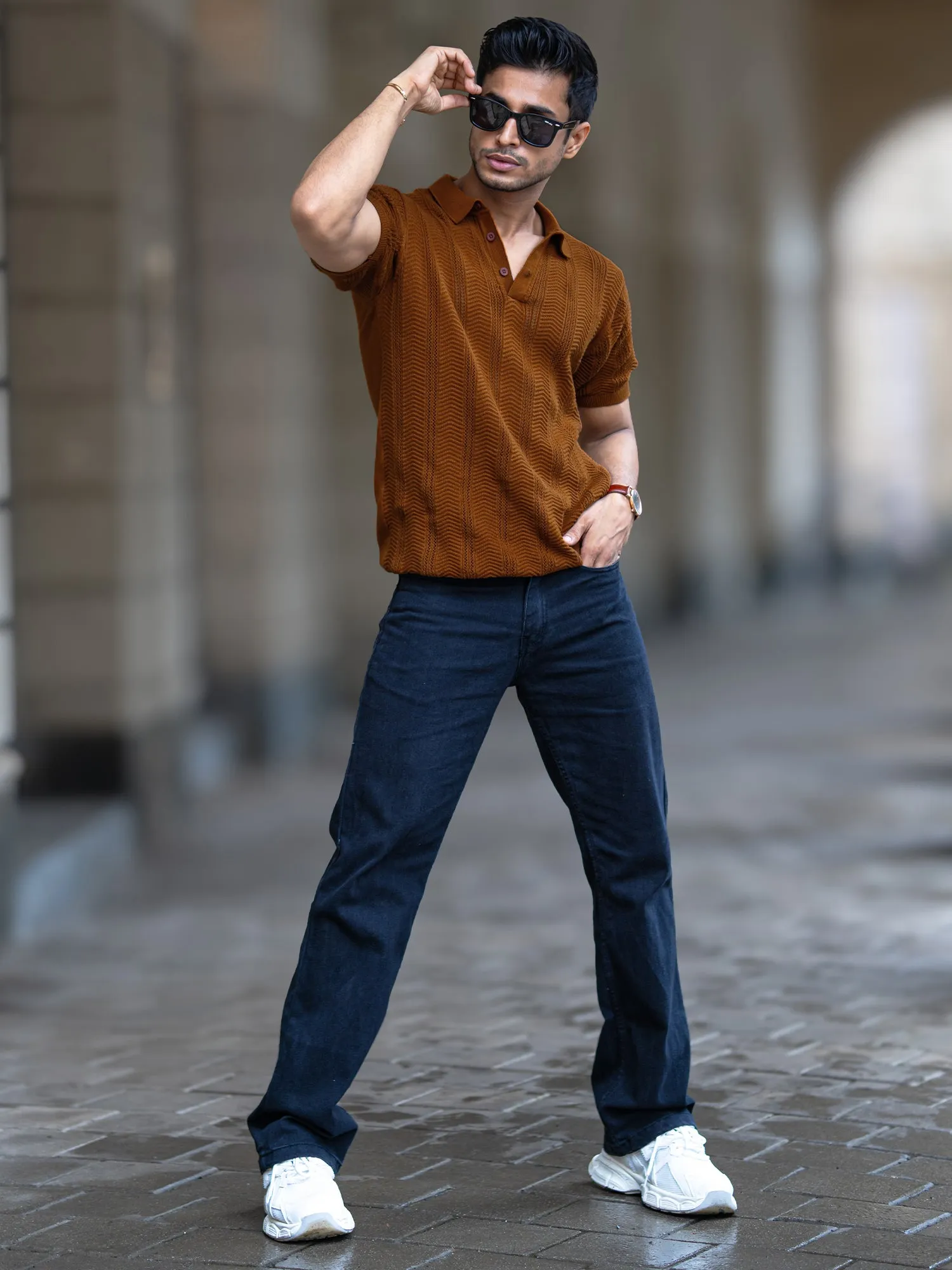 Bohemian Crochet Brown T-Shirt