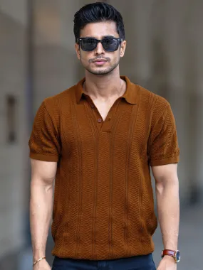 Bohemian Crochet Brown T-Shirt