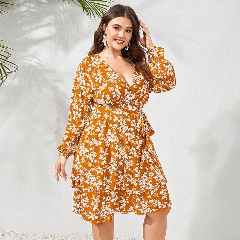 Bohemian Floral Printed Plus Size Sundress