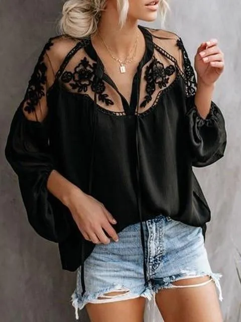 Bohemian Lace Long Sleeve Blouse