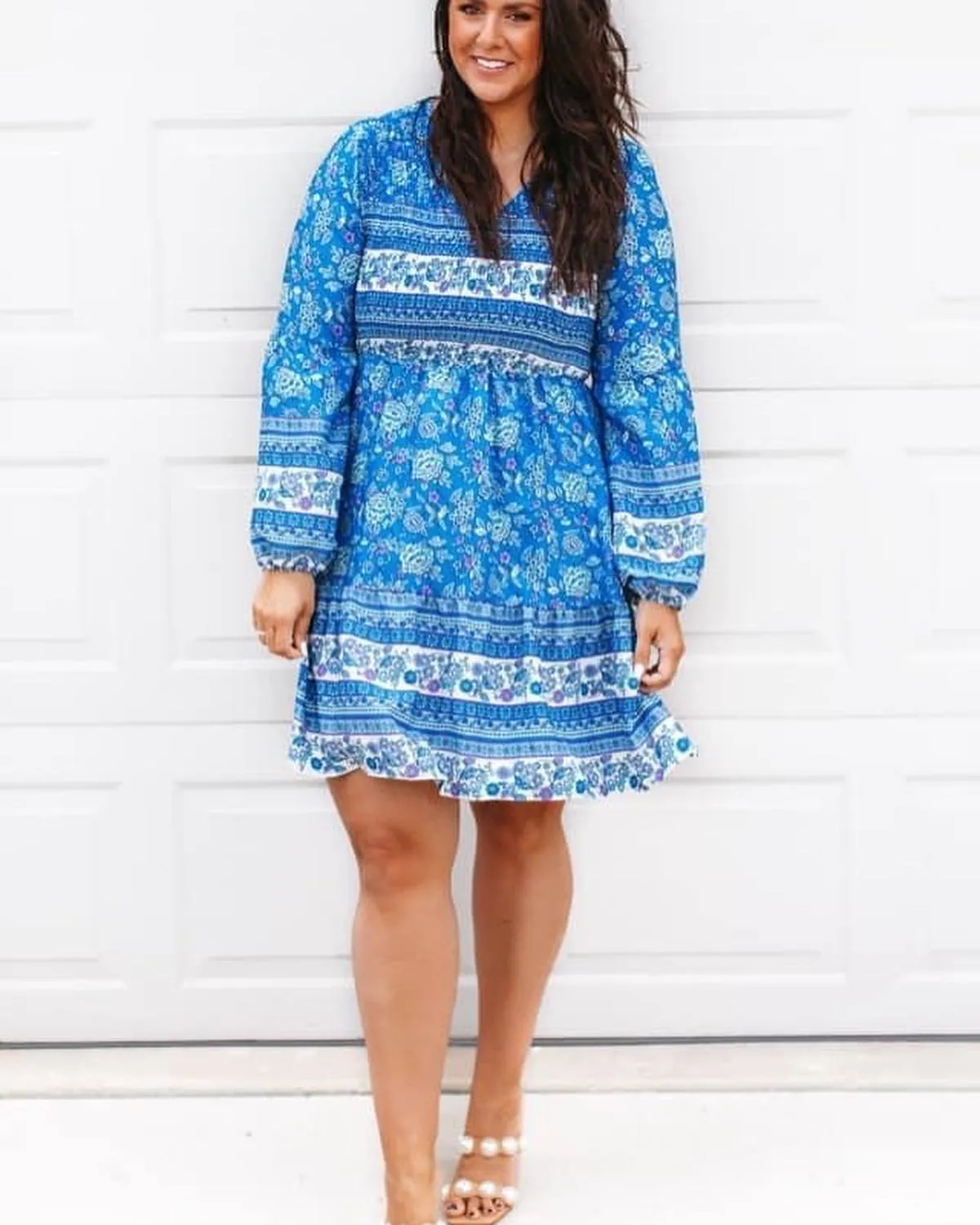 Bohemian V-Neck Balloon Sleeve Dress