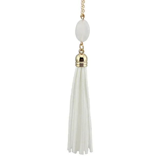 Boho Long Yellow Velvet Tassel Necklace Gold Plating Suede Tassel Pendant Necklace Fashion Women Long Necklace