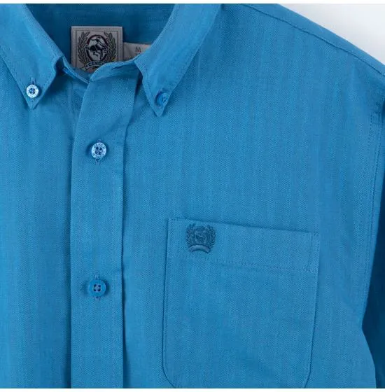 Boy's Cinch Solid Blue Long Sleeve Button Down Shirt