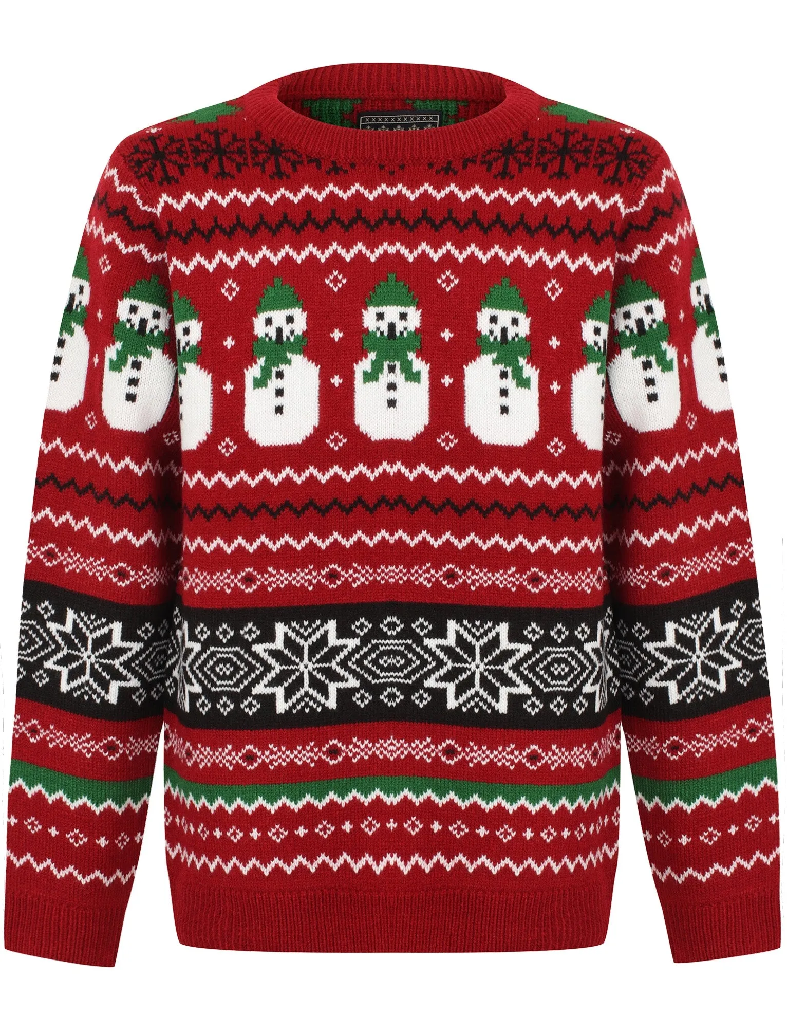 Boys Snow Paper Novelty Christmas Jumper In Red - Season's Greetings Kids (5-13yrs)