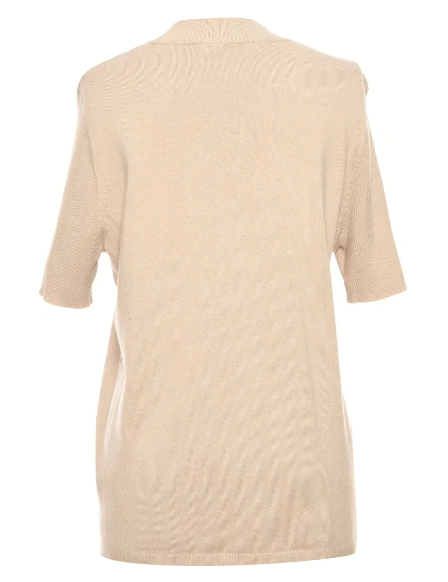 Brown Short Sleeve Jumper - M