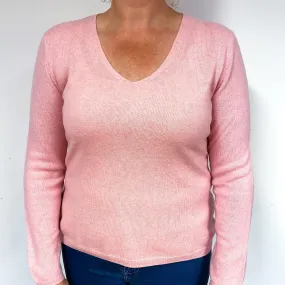 Bubblegum Pink Cashmere V-Neck Jumper Large